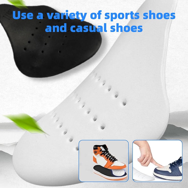 JREEPEE Shoe Crease Protectors for Sneakers, 2 Pairs Crease Guards for Air Force 1 | Shoe Shields to Prevent Creases, No Crease Inserts for Men Women (Black/White) - Image 5